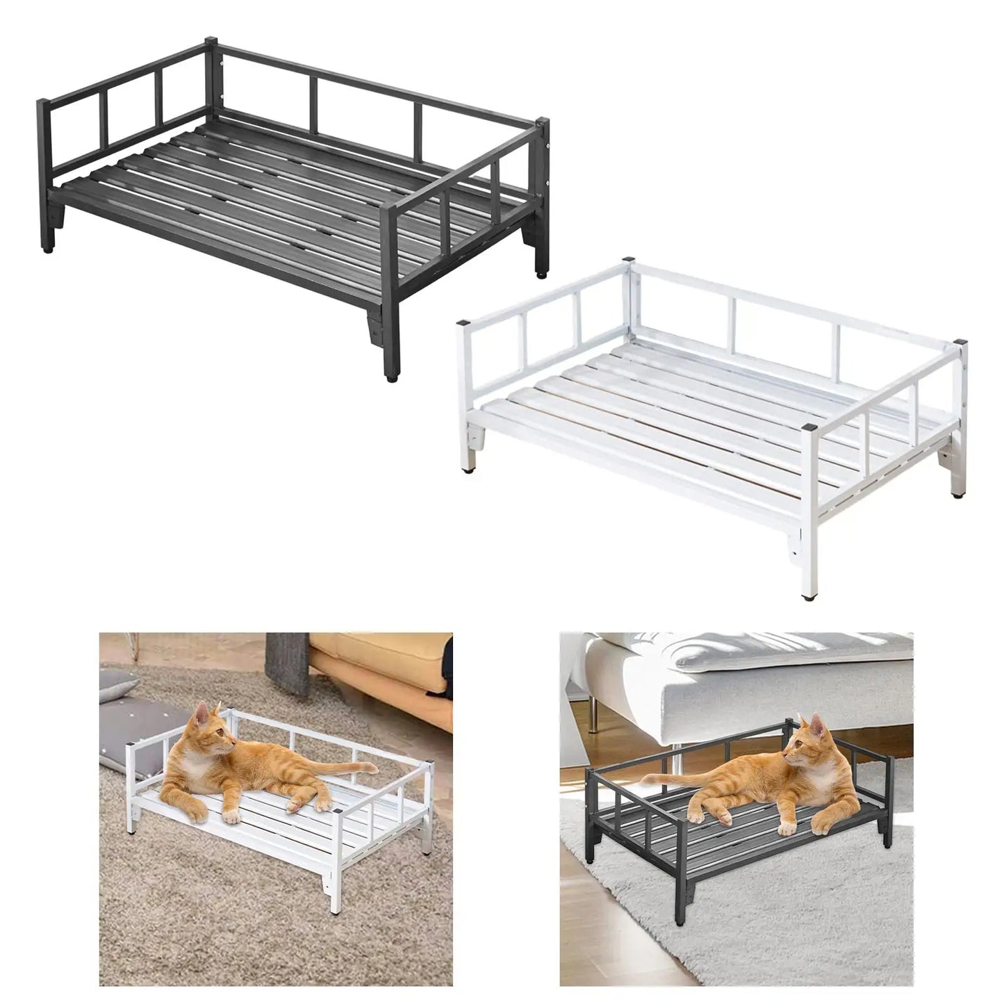Dog Bed with Rails, Pet Supplies, Non-Slip Feet, Adjustable Height, Breathable,