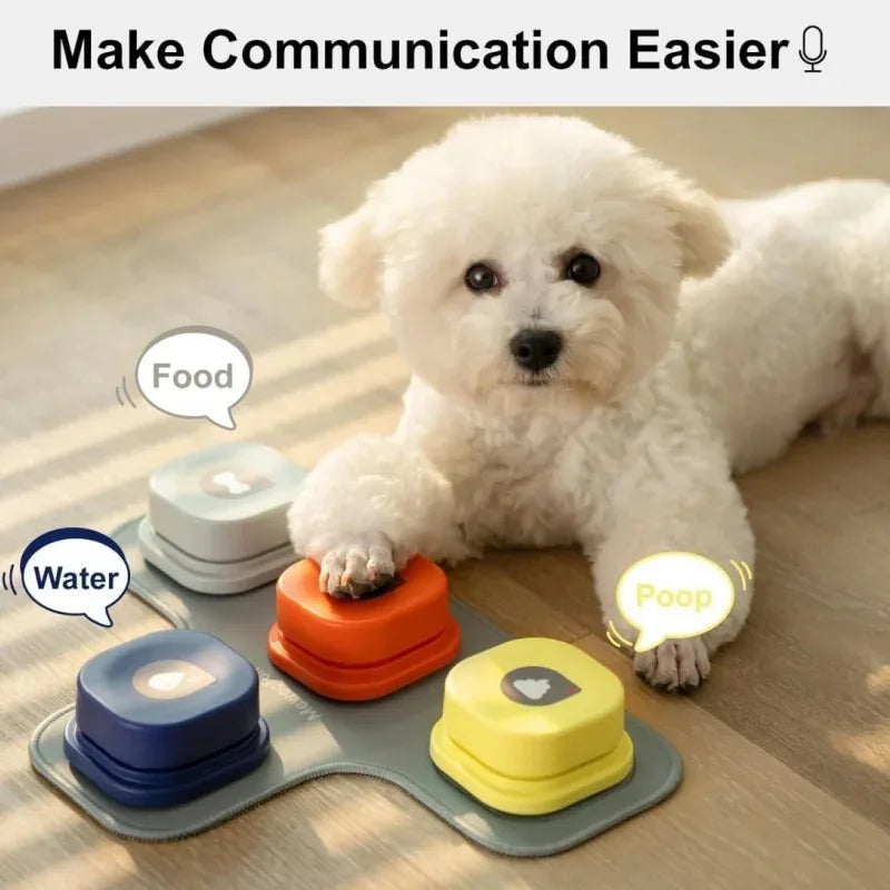 ZUJOLY Dog Button Record Talking Pet Communication Vocal Training Interactive Toy Bell Ringer With Pad and Sticker Easy To Use