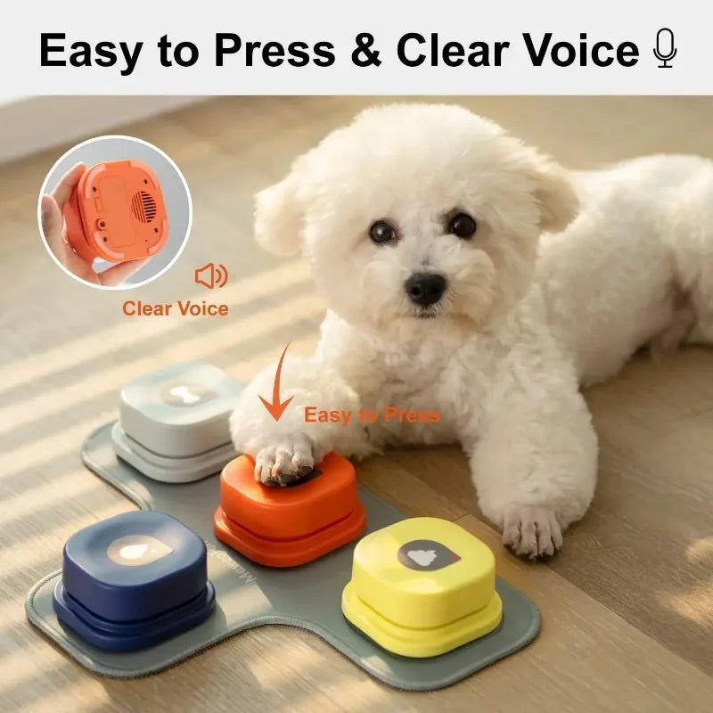 ZUJOLY Dog Button Record Talking Pet Communication Vocal Training Interactive Toy Bell Ringer With Pad and Sticker Easy To Use