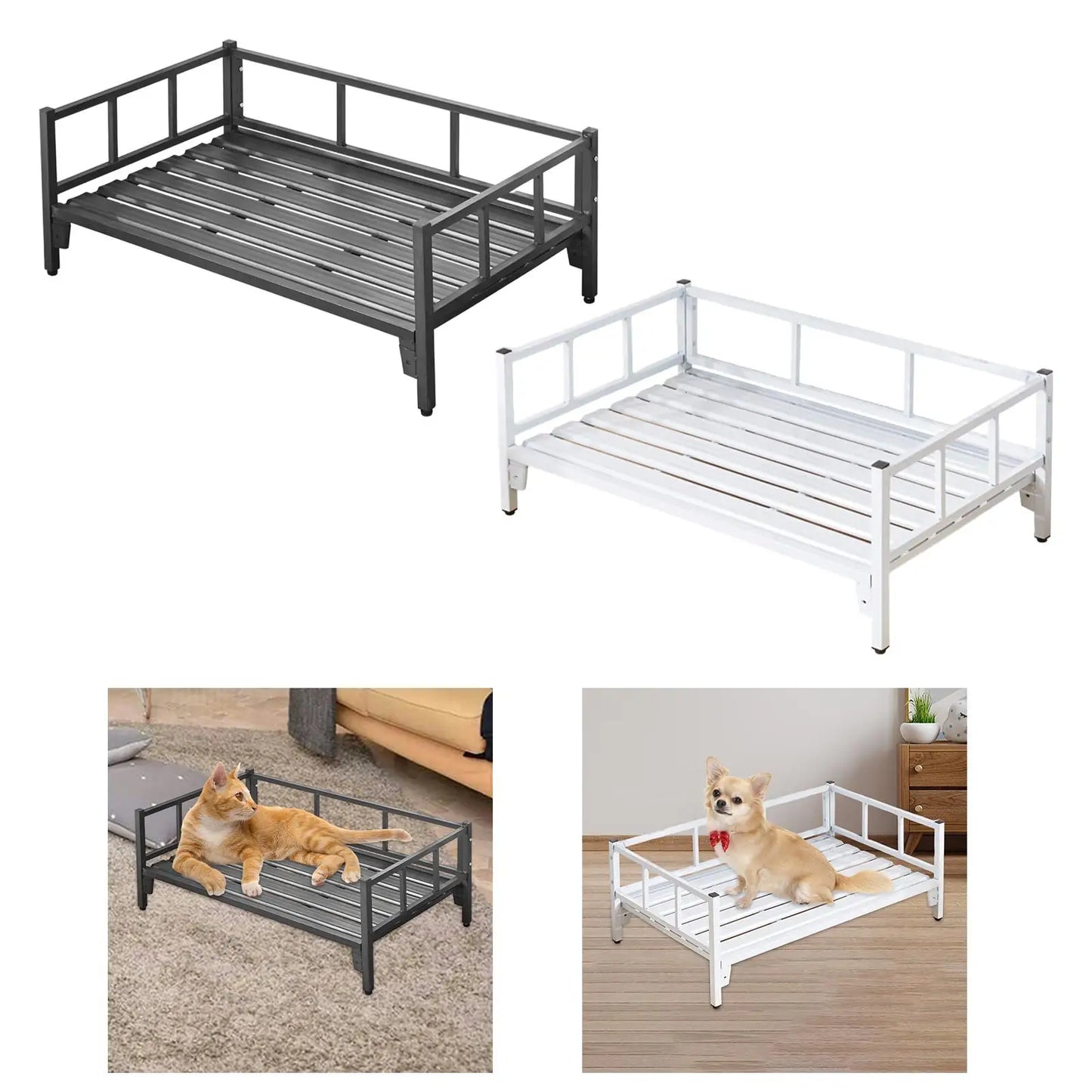 Dog Bed with Rails, Pet Supplies, Non-Slip Feet, Adjustable Height, Breathable,