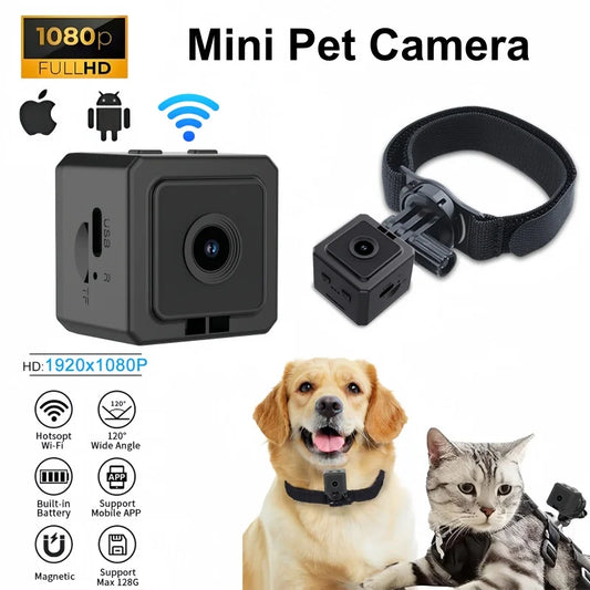 Adjustable Pet Collar Camera HD 1080P Wireless